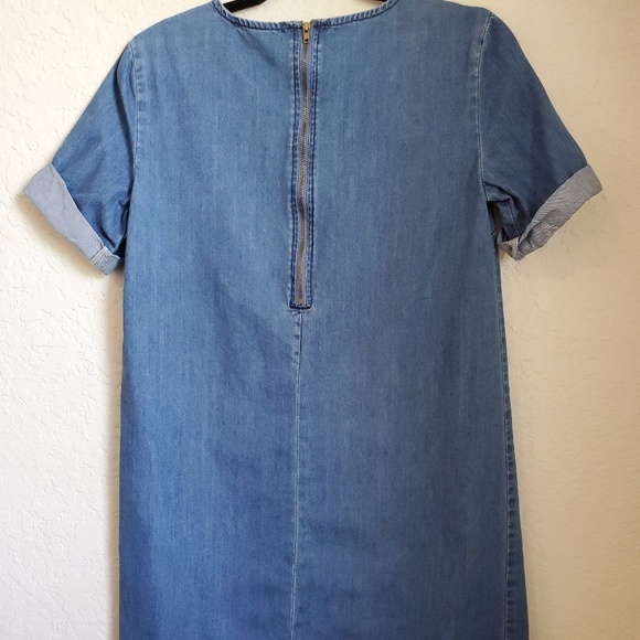 FREE HEART CHAMBRAY DENIM jean MINI DRESS SZ SM - Picture 3 of 5